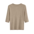thumbnail image 4 of Kingdiese Womens Half Sleeve For Elbow Length Crew Neck Loose Blouse Summer Casual Lightweight Plus Size 1/2 Sleeve Shirts Mens Pullovers Quarter Zip Sweater, Size L, 4 of 5
