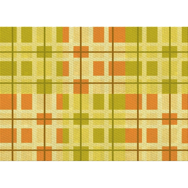Ahgly Company Machine Washable Indoor Rectangle Transitional Bold Yellow Area Rugs, 8' x 12'