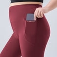 thumbnail image 6 of YHAJDS Womens Plus Size Pants Solid Color High Waist Tummy Control Flared Yoga Gym Sport Trousers for Women With Side Pockets, 6 of 6