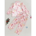 thumbnail image 6 of Elippeo Kids Christmas Pajama Sets Gingerbread Man/Candy Cane Print Lapel Neck Button-up Tops Long Pant Loungewear 1 2 3 4 5 6 7 8 9 Years, 6 of 9