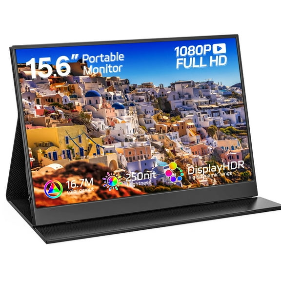 REHISK Portable Monitor, 15.6'' 1080P FHD Portable Monitor for Laptop PC Mac Xbox PS4/5, Ultra-Slim HDMI HDR Display IPS Gaming Monitor