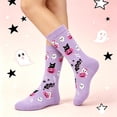 thumbnail image 5 of Halloween Socks, Breathable Soft Printed Crew Socks, Skeleton Pumpkin Witch Pattern, Funny Spooky Novelty Socks, Halloween Gift for Family & | TruHer,Purple Free Size, 5 of 5