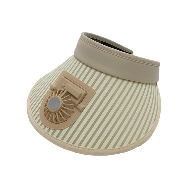 Khaki Sun Hat Built In Rechargeable Fan Usb Powered Adjustable Fit Gardening Running Comfortable Wear
