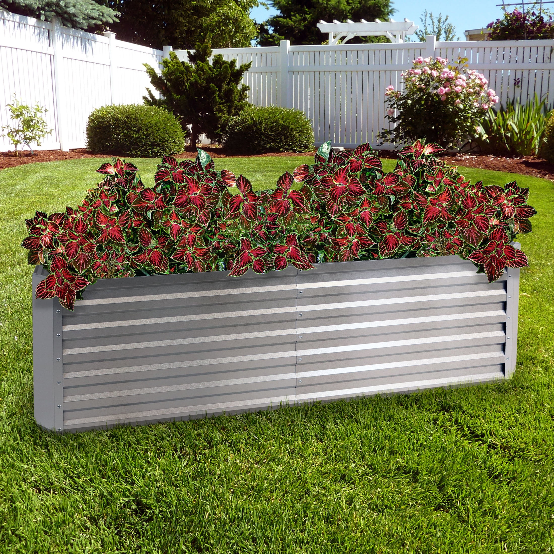 Sunnydaze 71" x 35.5" x 23.5" Rectangular Silver Galvalume Steel Raised Garden Bed
