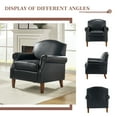thumbnail image 5 of Vegan Leather Armchair Set of 2 Living Room Home Office Lounge Single Sofa Nailhead Rolled Arms Accent Chair Adult Navy, 5 of 6