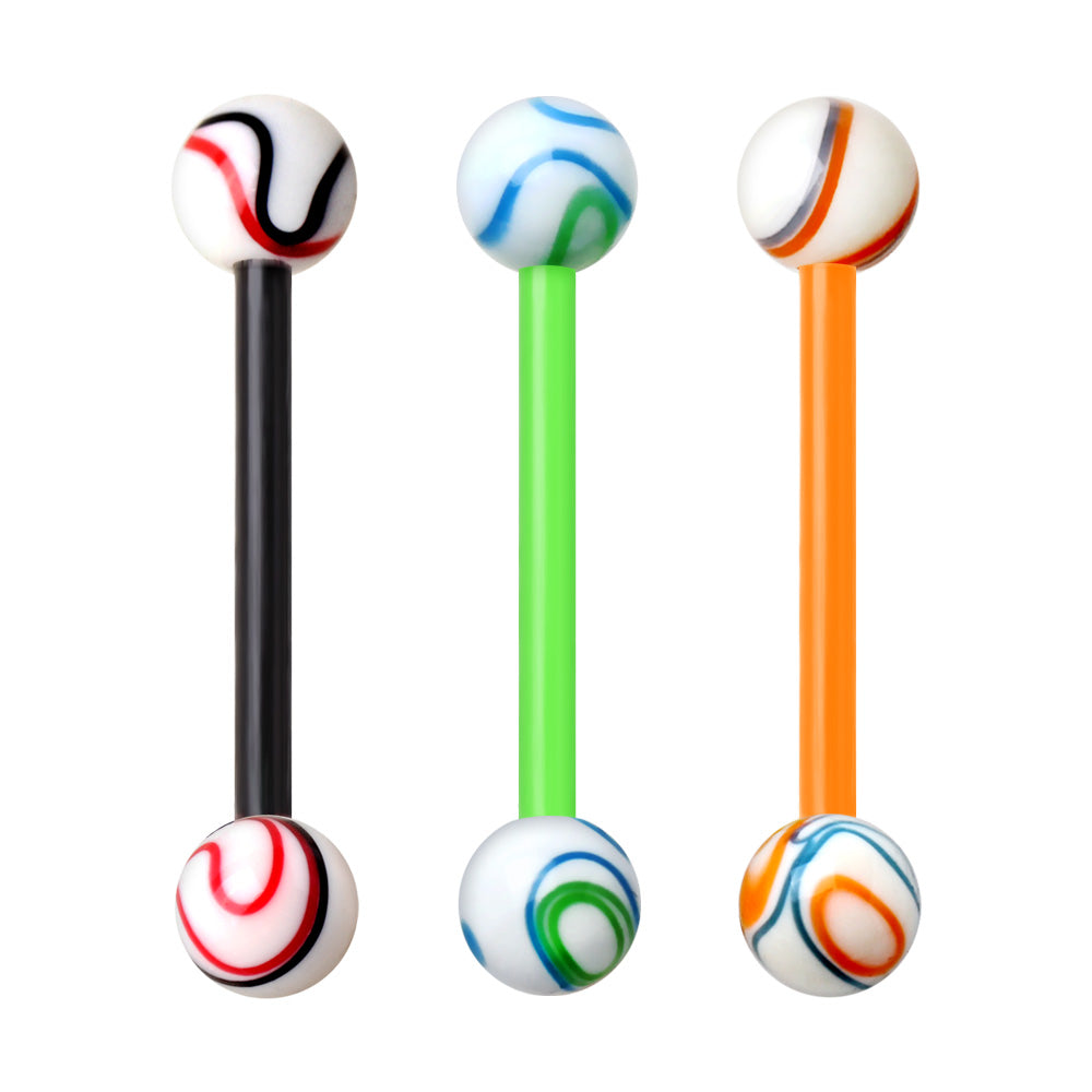 PTFE Barbell with Two Tone Swirl Acrylic Balls