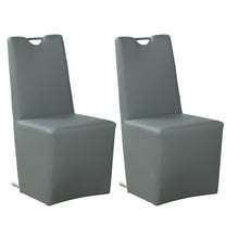 Milan Eva Handle-Back Faux Leather Side Chair in Gray (Set of 2)
