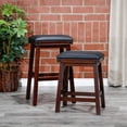thumbnail image 5 of 24" Counter Stool, Solid Wood Upholstered Kitchen Stools with Bonded Leather Cushion, Counter Height Barstools with Wooden Base for Kitchen Dining Cafe, Espresso, 5 of 5