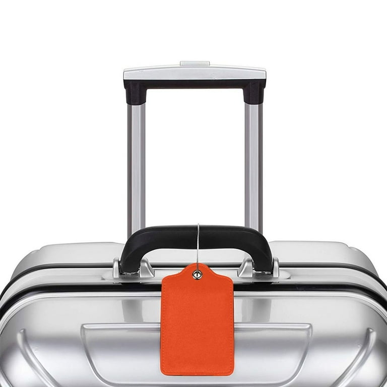 2 Pack Cute Leather Luggage Tags With Privacy Cover - Stainless Steel Loop For Suitcases & Bags