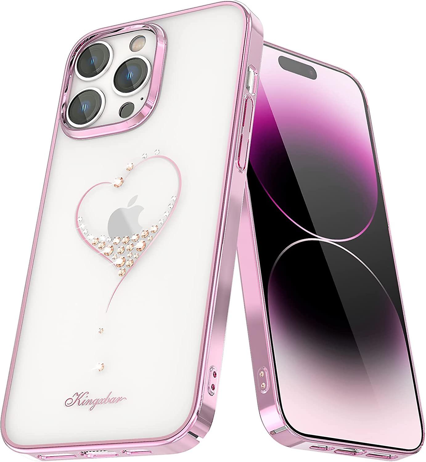 Cute Love Heart Plating Clear Case Compatible With Iphone 14 Pro Max/14 Pro, Hard Pc Shockproof Cover