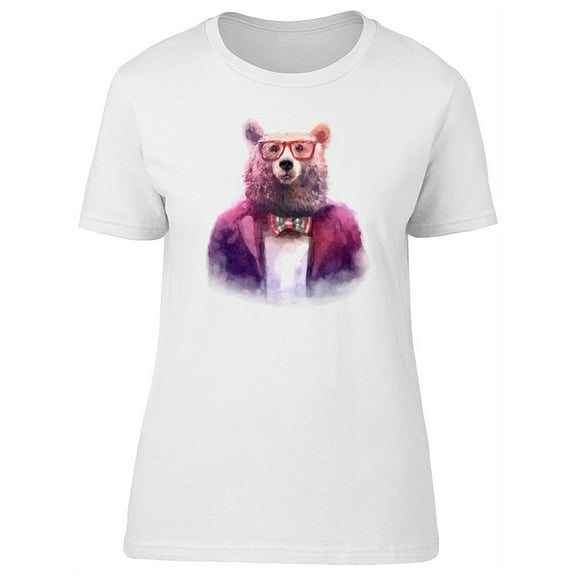 Cute Fashion Hipster Bear T-Shirt Women -Image by Shutterstock, Female x-Large