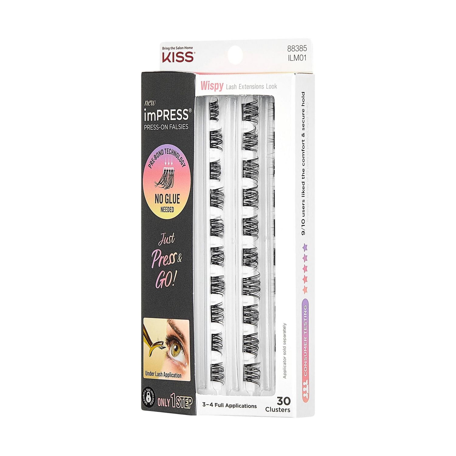 KISS ImPRESS Press-On Falsies Eyelashes Refill Pack - Wispy - 30 Lash Clusters, KISS ImPRESS Nails