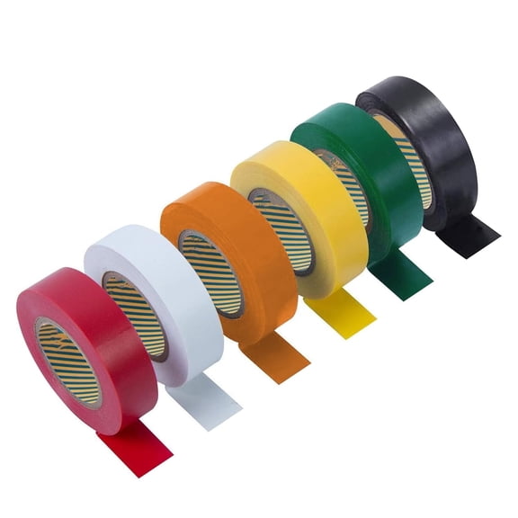 6 Pack Electrical Tape Industrial Grade Electric Tape Flame Retardant Indoor Outdoor Waterproof Strong Adhesive Insulation Tape for Electric Wiring Projects,6 Colors,0.75 in X 32.8 ft
