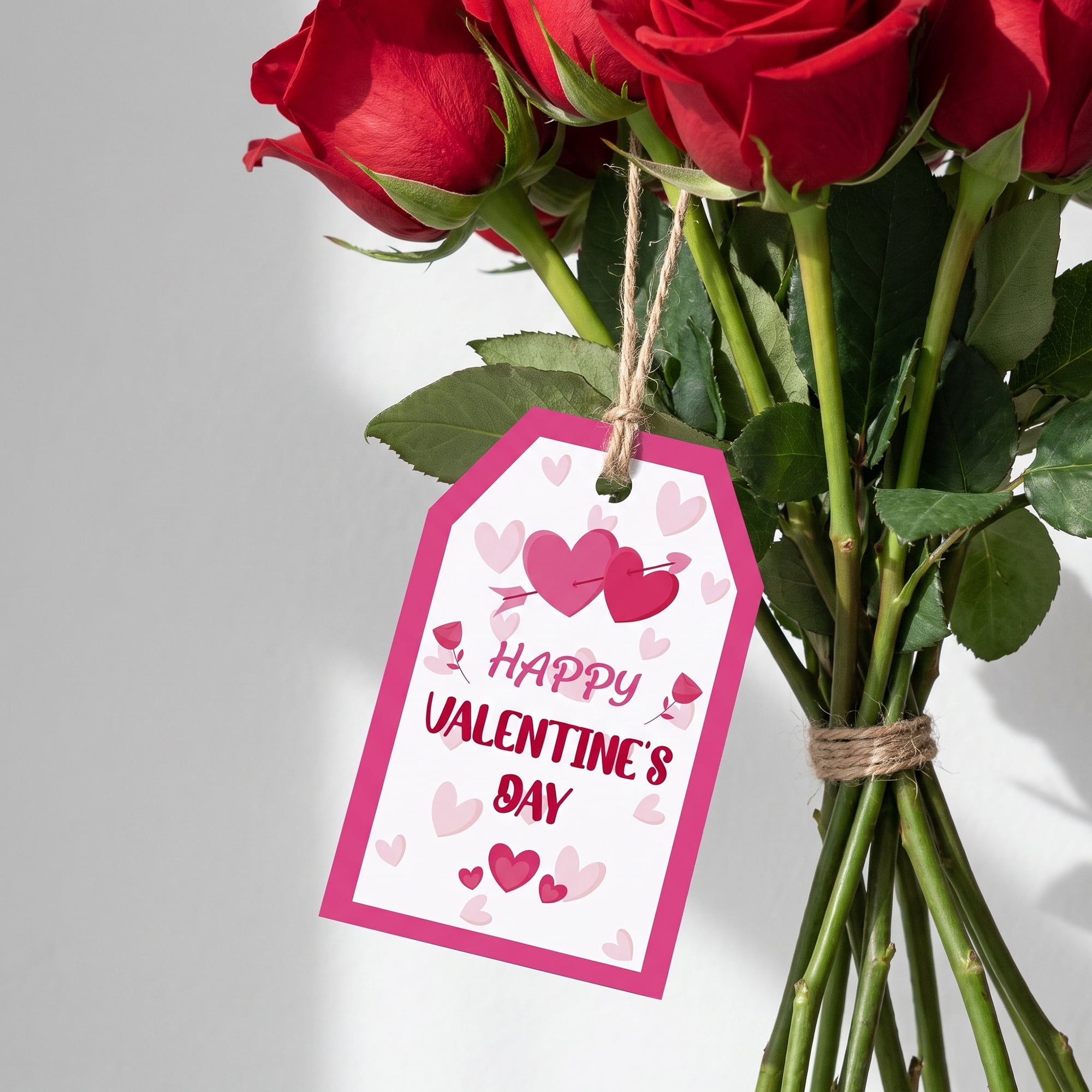 Unique Bargains Gift Tags with Twine for Present Wrapping and Crafting Linked Hearts 2" x 3.1"
