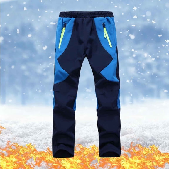 Gamivast Snow Pants Boys Girls Winter Waterproof Fleece Lined Pants with Zipper Pockets Outdoor Thermal Hiking Pant Softshell Warm Insulated Trousers