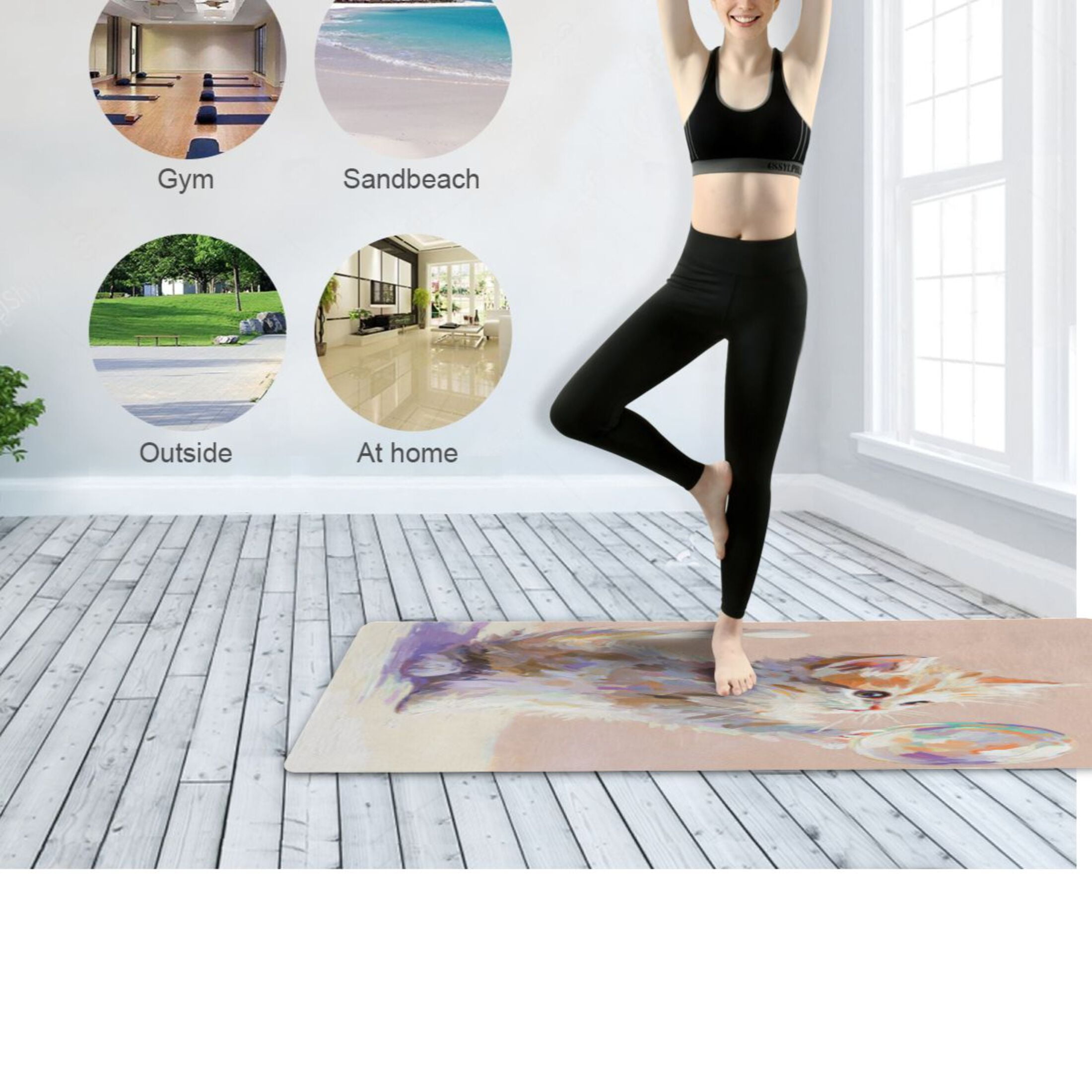 BZSMCE Yoga Mat Women Fitness Mat Kitten & Bubble Pattern