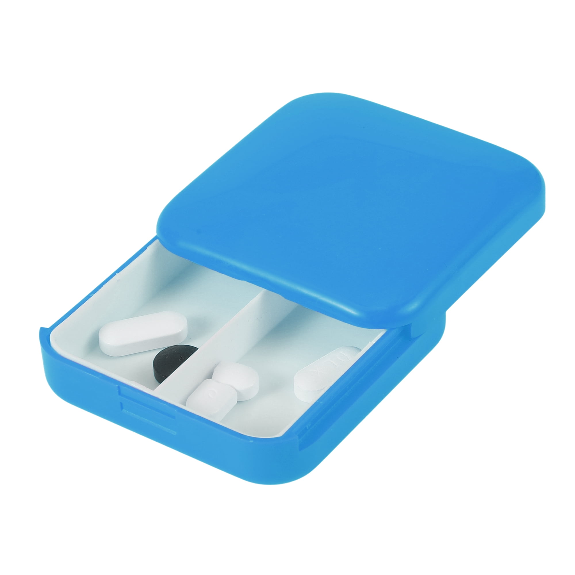 Unique Bargains Durable Square 2 Compartment Pill Case Blue