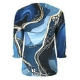 thumbnail image 6 of Womens Tops Casual 3/4 Length Sleeve V-Neck Marble Printed Smocked Cuffs Dressy T-Shirts Ladies Tunic Tops, 6 of 7