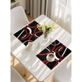 thumbnail image 5 of Red Geometric Placemats Set of 8, Vintage Abstract Stripes Aesthetic Art Placemats for Dining Table, Place Mats for Kitchen Tabletop, Waterproof Wipeable Dining Table Mats Set, 5 of 9