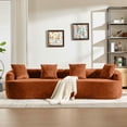 thumbnail image 5 of Timbernest 110" Chenille Cloud Couch, Curved Sectional Sofa Boneless Floor Sofa for Living Room, Orange, 5 of 6