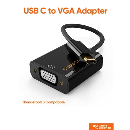 CableCreation USB C to VGA Adapter, USB Type C to VGA Cable 1080P, USB-C to VGA Cable Thunderbolt 3 to VGA Compatible with Macbook Pro, Dell XPS 13,Surface Book 2, iPad Pro 2020,Samsung Galaxy S20