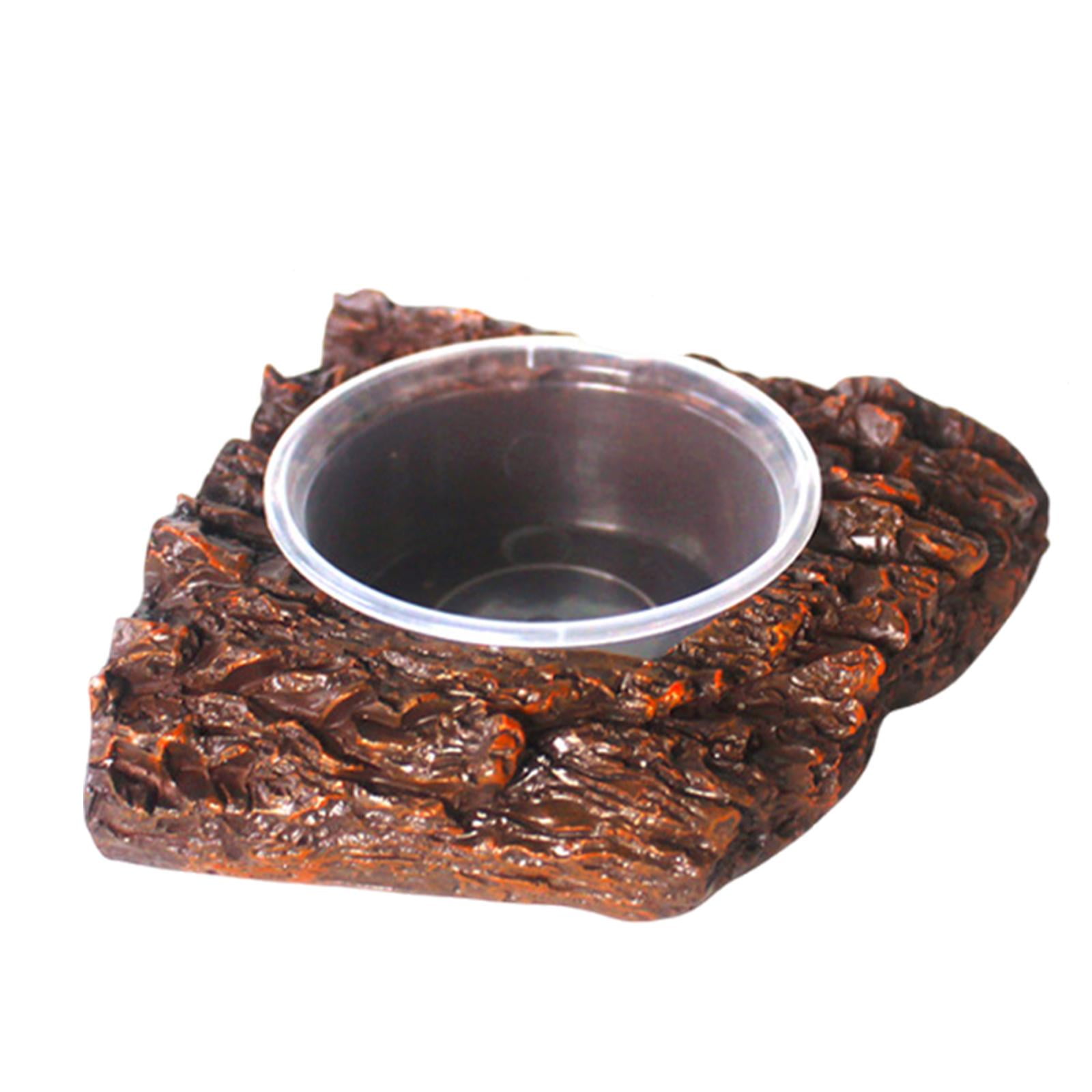 FashionCha Amphibians Feeding Terrarium Tank Decoration Resin Rock Feeder Dish Reptile Food 1 Bowl 11x10x3cm