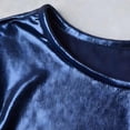 thumbnail image 5 of Sparkly Metallic Side Slit Flowy A-Line Mini Dress Women's Round Neck Puff Sleeve High Waist Ruched Dress Eye-Catching for Spring Summer Parties, 5 of 6