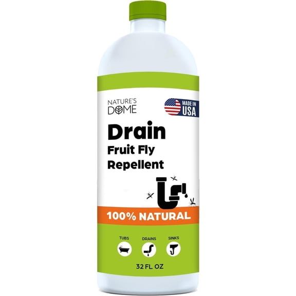 Nature’s Dome Drain Fly Killer Gel | Kills & Prevents Drain Flies & Fruit Flies | Natural Plant-Based Fly Killer Treatment Indoor for Sinks & Pipes | Safe for Septic Systems | 32 Oz