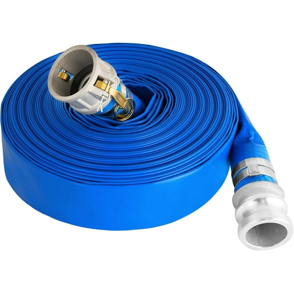 MY.2" x 50 ft Backwash Hose for Swimming Pools, Heavy Duty PVC Water Lay Flat Discharge Hose,Durable Pool Drain Hose with Aluminum Camlock C and E Fittings for Pump And Filters