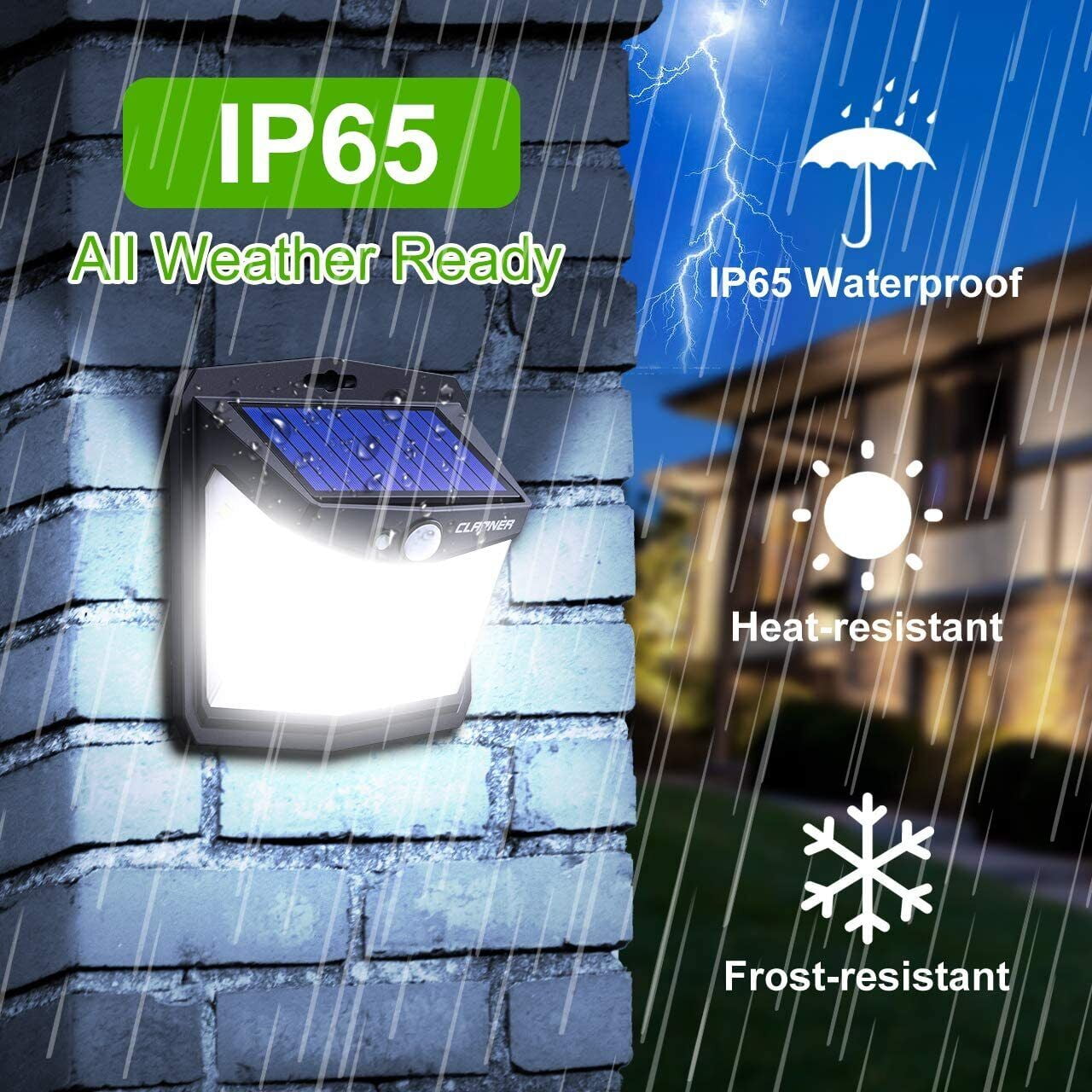 CLAONER Solar Spot Lights Outdoor, IP65 Waterproof Solar Landscape Spotligh Claoner 128 LED Solar Lights, Waterproof Outdoor Security, Cold