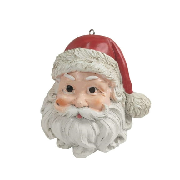 Vintage Santa Head Christmas Tree Ornament - Classic Red and White Santa Claus Christmas Ornament with Long Beard For Xmas Tree Home Gift Holiday Decorations