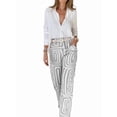 thumbnail image 3 of Conjunto de Dos Piezas para Mujer, con Estampado Geométrico, Pantalones de Cintura Alta y Camisa Sencilla. Gris L, 3 of 7