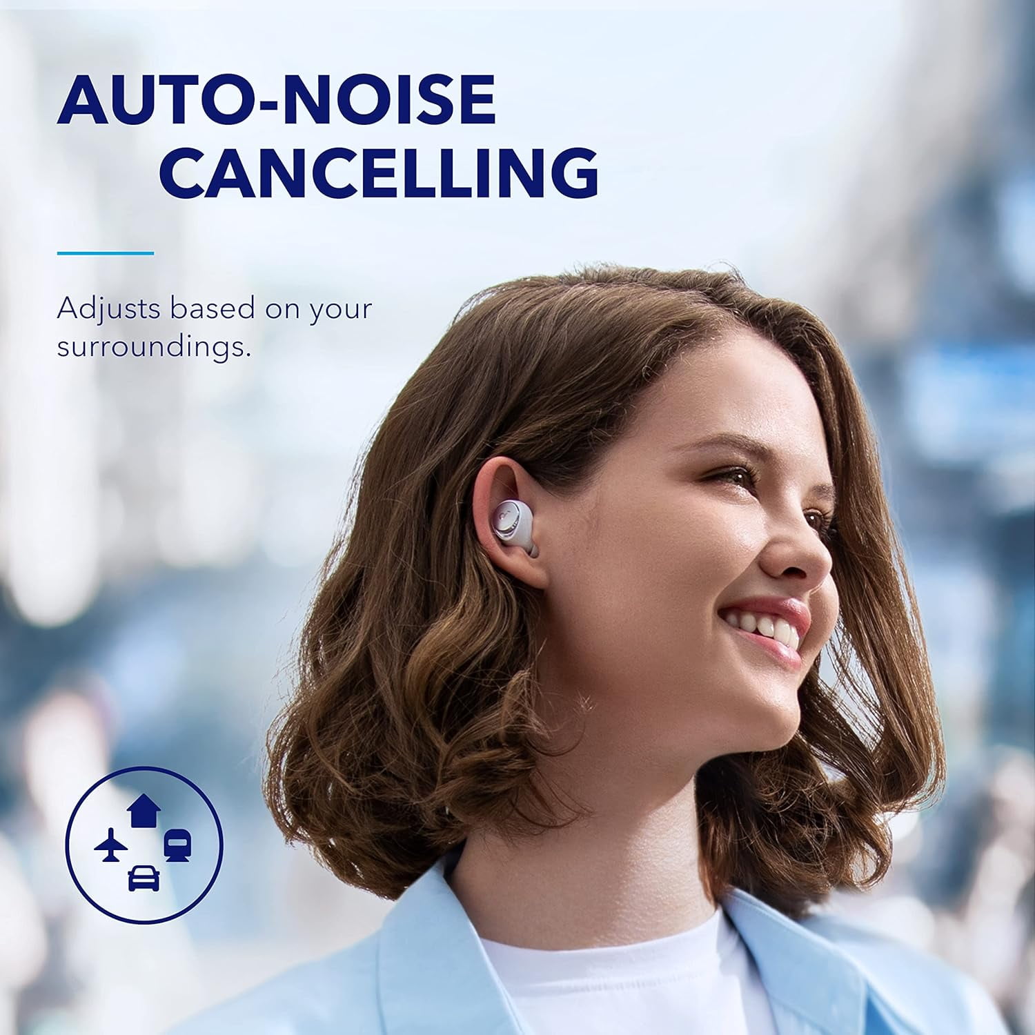 Soundcore by Anker Space A40 Adaptive Active Noise Cancelling Wireless Earbuds, White