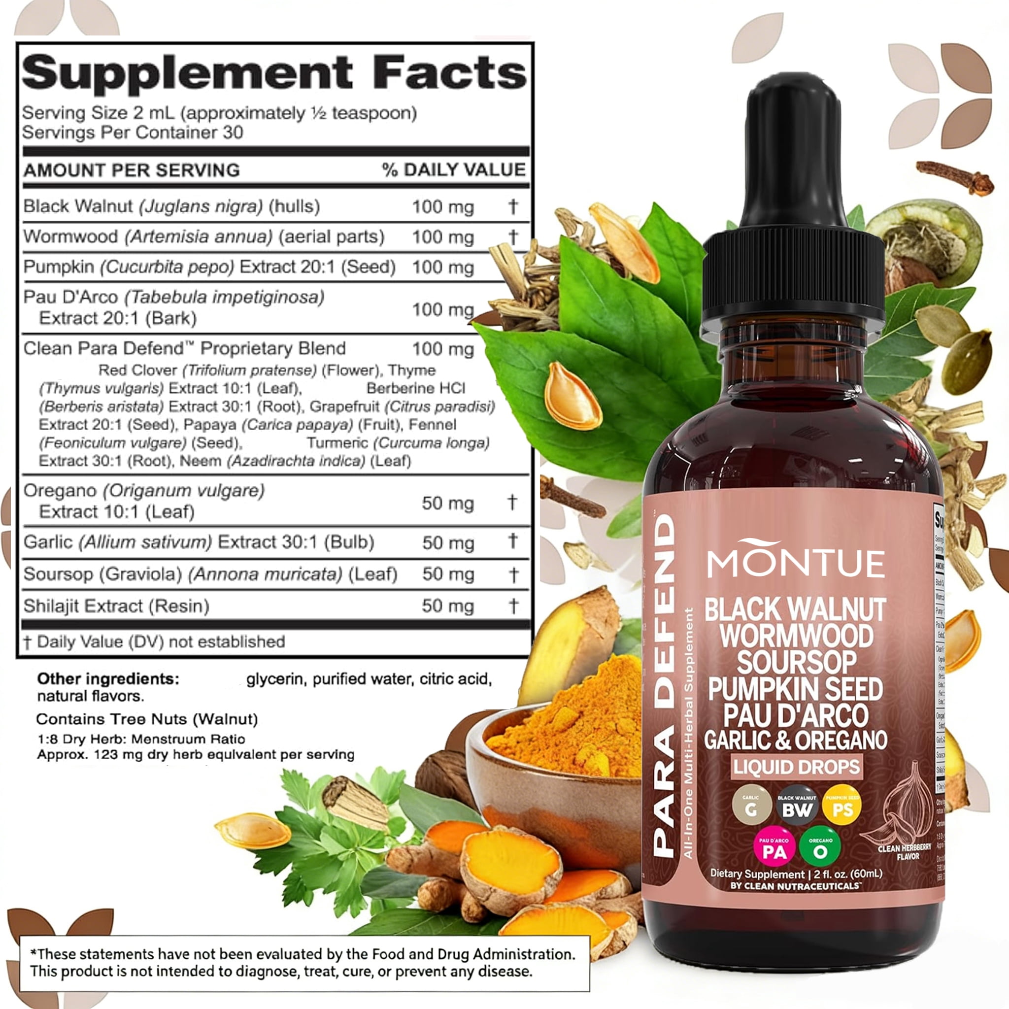 Black Walnut Wormwood Cleanse Drops – Herbal Digestive Tincture with Garlic, Turmeric, Berberine & Oregano Oil, Gut & Immune Support for Men & Women