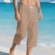 thumbnail image 2 of Pocket Chart Stand Style Casual Casual Cordón de Color Sólido de los Hombres Capris con Bolsillo Lateral para Verano Al Aire Libre, 2 of 9