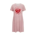 thumbnail image 3 of XUNKUSGA Valentine's Day Nightgowns for Women Classic Heart Printed Long Tops for Women Casual Crew Neck Short Sleeve Short Sleeve Comfortable Sleep Shirts for Women S-2XL Pink, 3 of 5