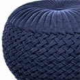thumbnail image 4 of Pouf Rond Transitionnel Grafton en Tissu de Velours Bleu Foncé, 4 of 8