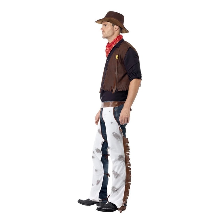 Disfraz De Vaquero Smiffys | Chaleco, Polainas, Pañuelo Y Sombrero | Fiesta De Cowboys Y Adultos