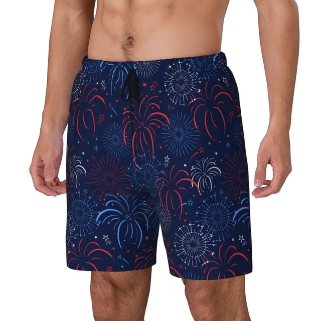 Fotbe Firework Traje de Baño para Hombre – Shorts de Natación de Secado Rápido con Forro y Bolsillos-3X-Large