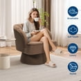 thumbnail image 2 of QinaQin Sillón barrel giratorio 360°, tapizado y acolchado con respaldo acanalado, ideal para sala, recámara, oficina o rincón de lectura, 2 of 8