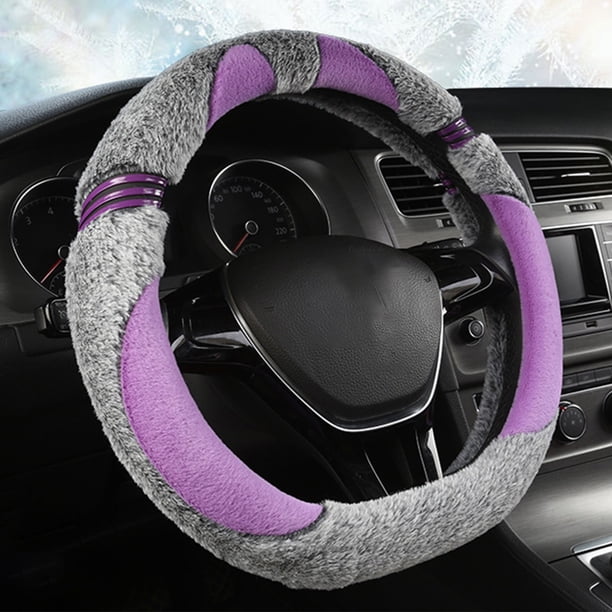 Funda para volante de coche, elástica, de 38 cm, para invierno, cálida y cómoda.