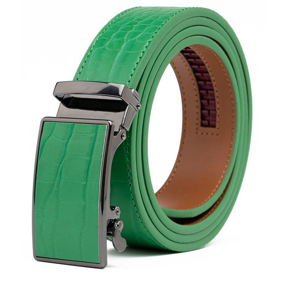 Men's Genuine Leather Crocodile Design Dress Belt with Automatic Buckle