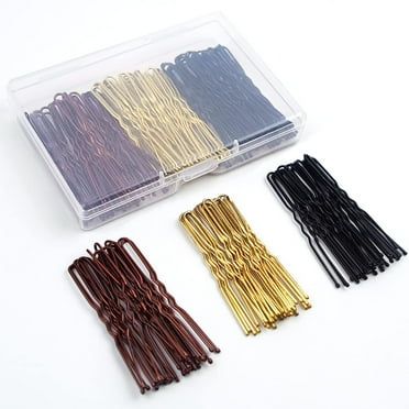 150pcs U Shaped Hair Pins Black/Brown/Blonde/Silver with Cute Case, 2.36 Inch Hairpins for Buns, Premium Bobby Pins for Kids, Girls and Women, Great for All Hair Types