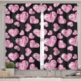 thumbnail image 2 of Ambesonne Diamonds Valance & Curtain, Romatic Heart Shapes, 55"x45", Pale Pink Black, 2 of 6