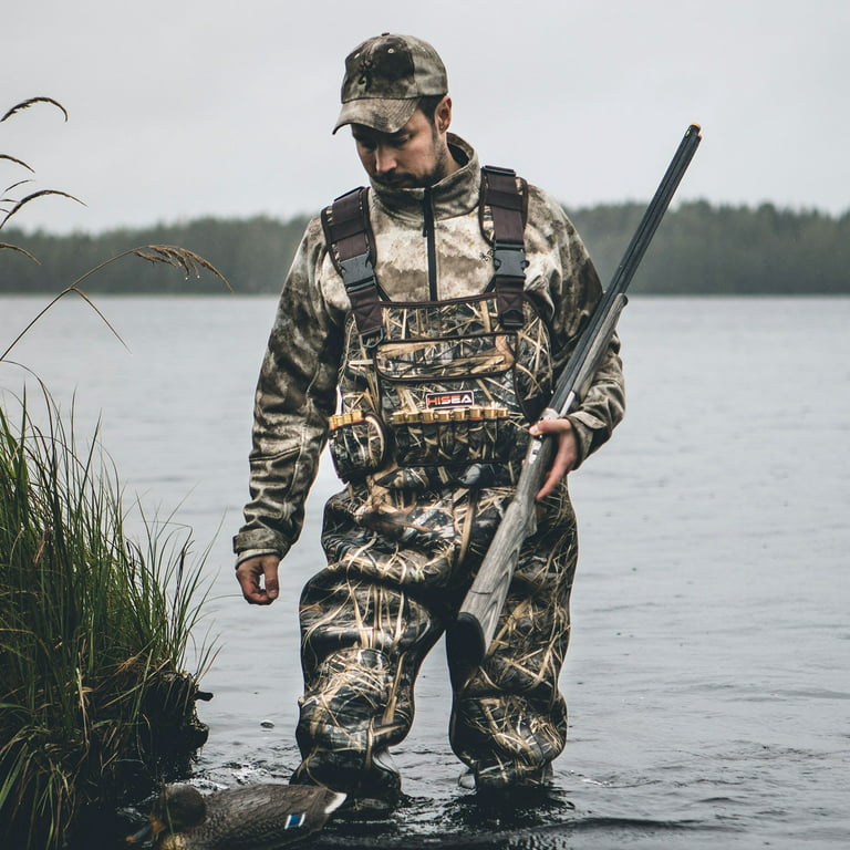 HISEA Chest Waders Neoprene Duck Hunting Waders for Men with 600G Insulated  Boots Waterproof Camo Bootfoot Wader Hunting & Fishing Waders-Hang Belt