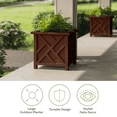 thumbnail image 4 of Pure Garden Outdoor Lattice Planter Box - 15.5-Inch Plant Pot, Brown, 4 of 8