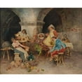 thumbnail image 2 of Francesco Vinea 14x12 Gold Ornate Wood Frame and Double Matted Museum Art Print Titled - Serenade in the Tavern (1887), 2 of 4