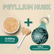 Psyllium Husk 10000mg with Acidophilus 1 Billion CFU, 120 Vegan Capsules | Natural Soluble Fibre Supplement from Plantago Ovata Seeds Made in The UK by Prowise Healthcare