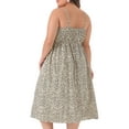 thumbnail image 4 of DARING DIVA Plus Size Tie Front Spaghetti Strap Midi Floral Dress 1X Beige, 4 of 6