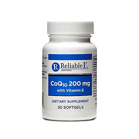 2 Pack Reliable 1 CoQ10 200mg with Vitamin E Dietary Supplement 30 Softgels Each